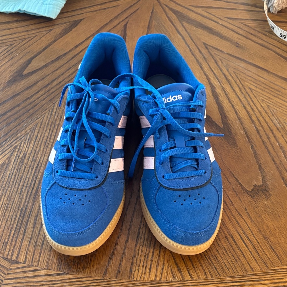 Adidas Royal Blue Sneakers with Pink Accents - size 8